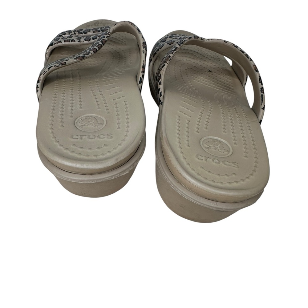 Crocs Dual Comfort Leopard Print Crossover Slip On Sandals Women's Size 7 - Picture 4 of 6